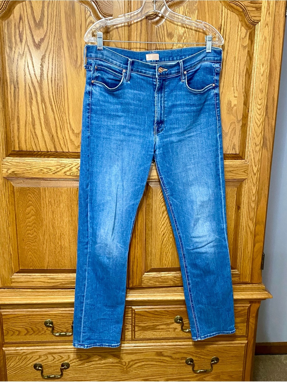 Mother The Mid Rise Dazzler Ankle Jeans Healing Jar 33 Light Wash Straight Leg